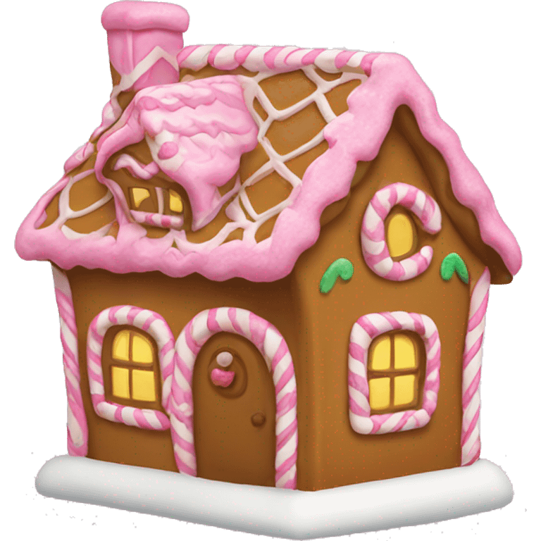 A pink gingerbread house emoji