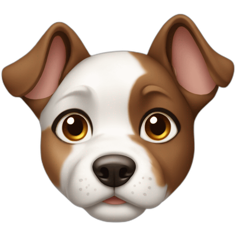 A pointing ears white and Brown puppy emoji