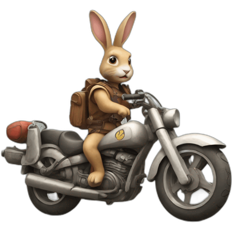 Archaeological rabbit with a motorbike emoji