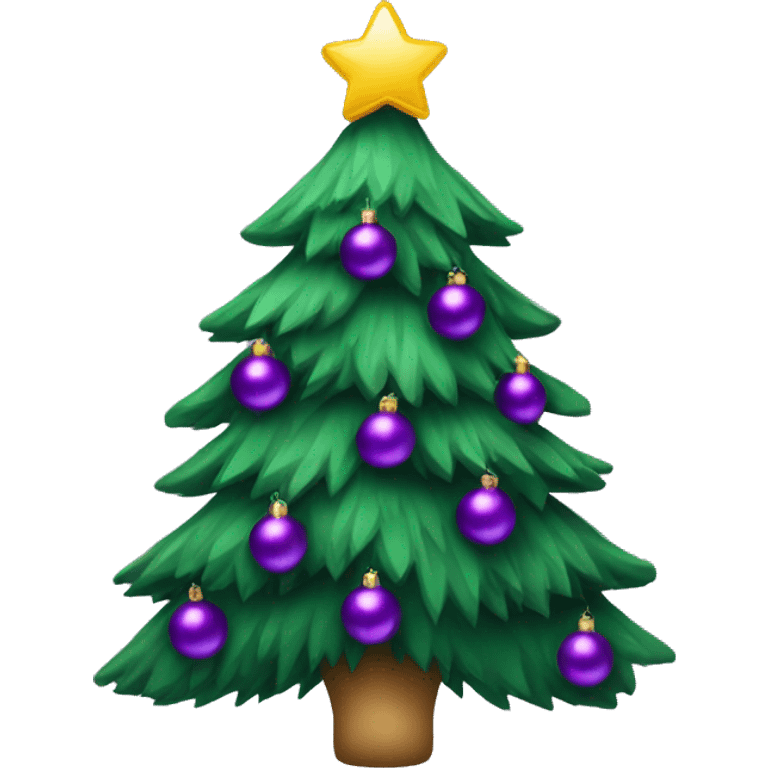 Green Christmas tree with purple ornaments emoji