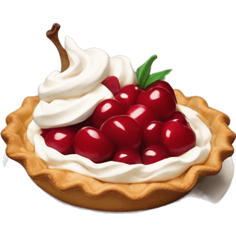 Cherry pie with red whipped cream emoji