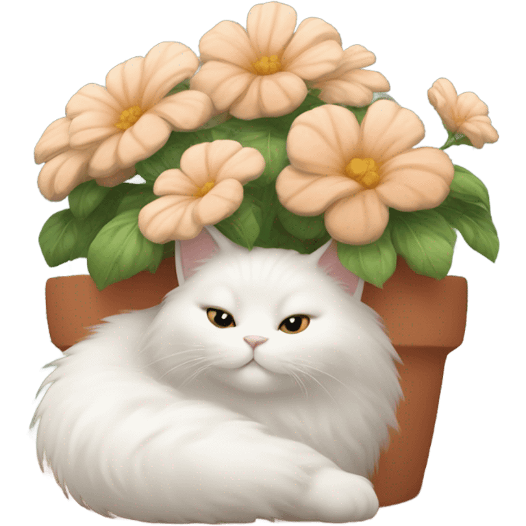 white cat in flower pot emoji