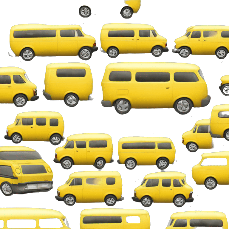 yellow  van  with two wheels at the back and one wheel at the front ￼ emoji