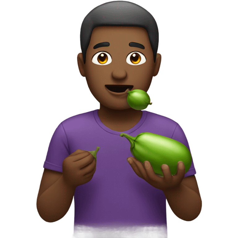 Man eating eggplant  emoji