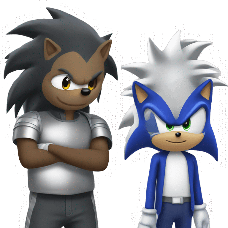 Sonic shadow and silver as one hedgehog  emoji