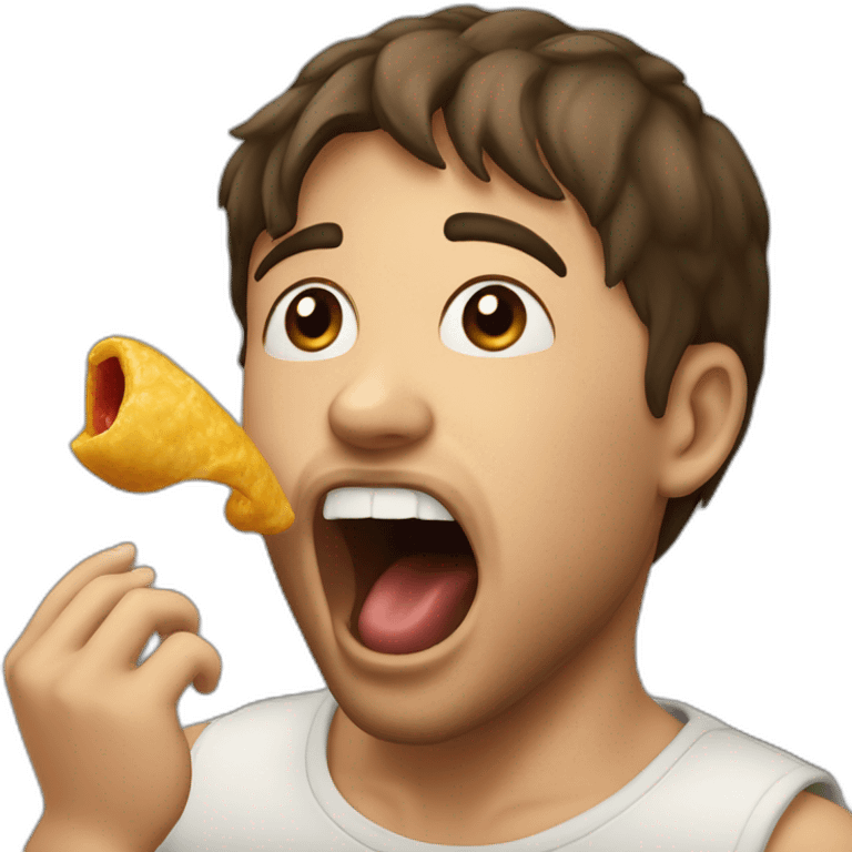 man with his mouth open as if he's pretending to eat the thing it is facing, facing a with a baby close to his mouth emoji