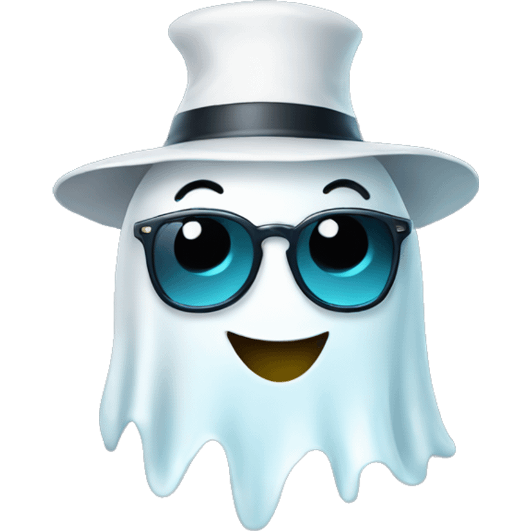 Happy Ghost with glasses and hat emoji