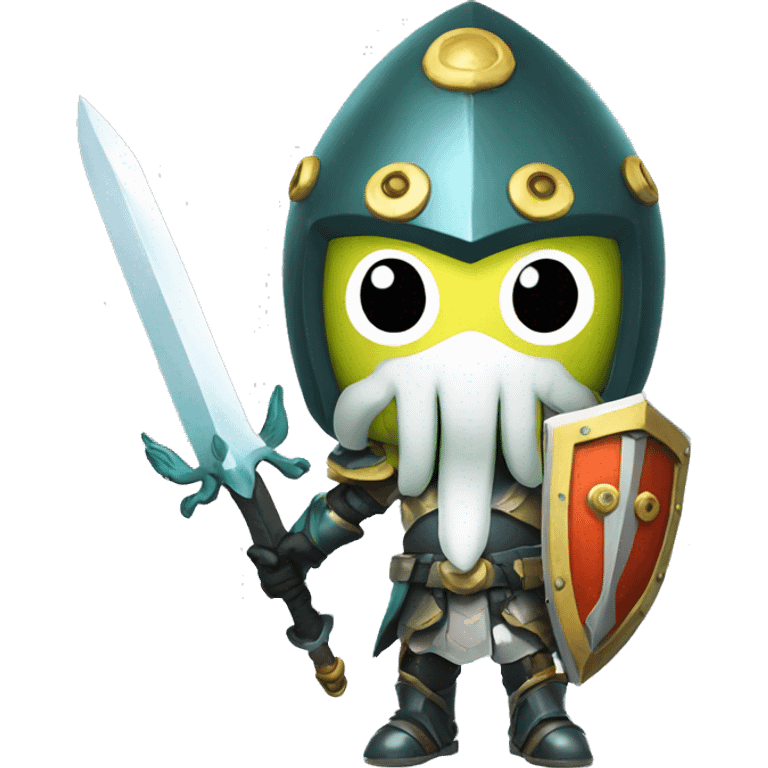 splatoon squid warrior with knights sword and shield emoji