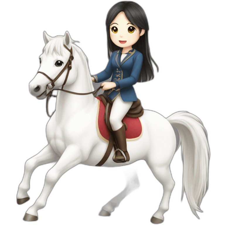 white horse riding japanese cute girl emoji