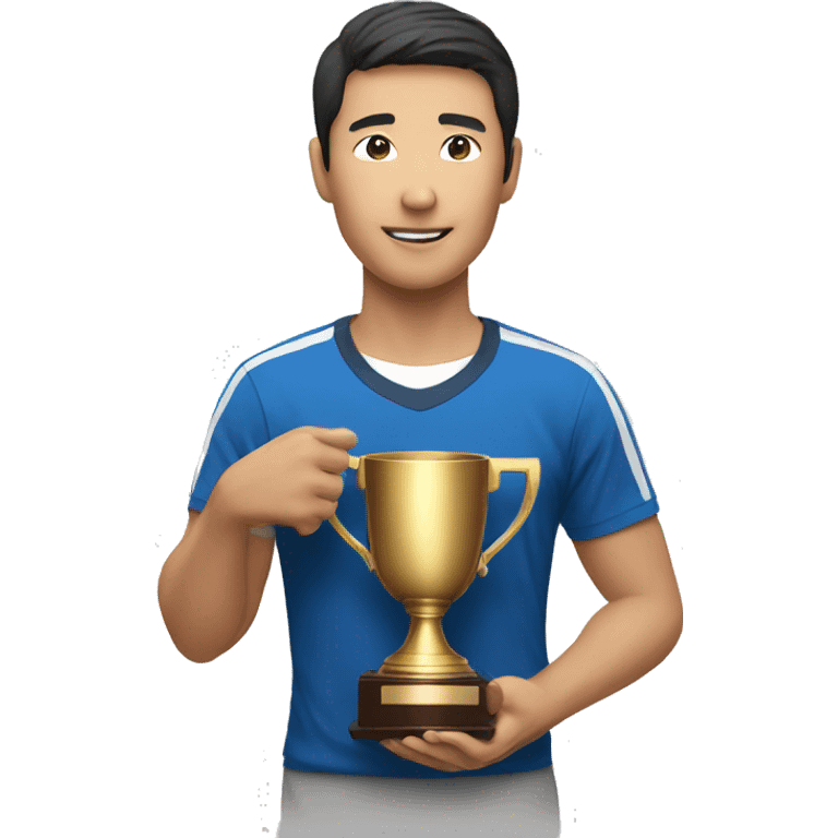 an asian man with a champion cup emoji