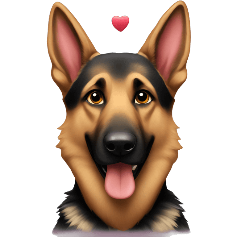 german shepherd wearing hearts emoji