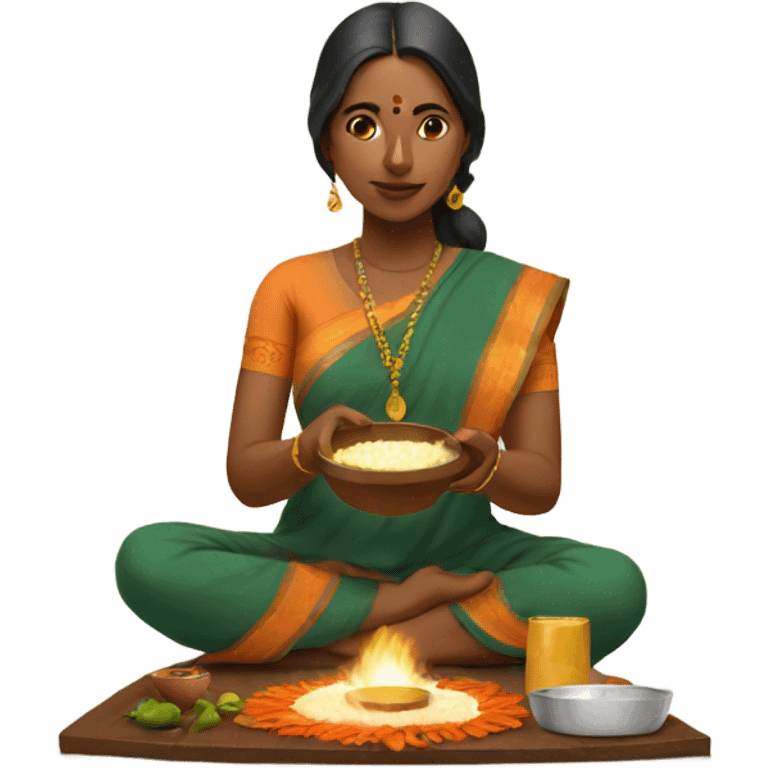 Indian women doing house puja emoji