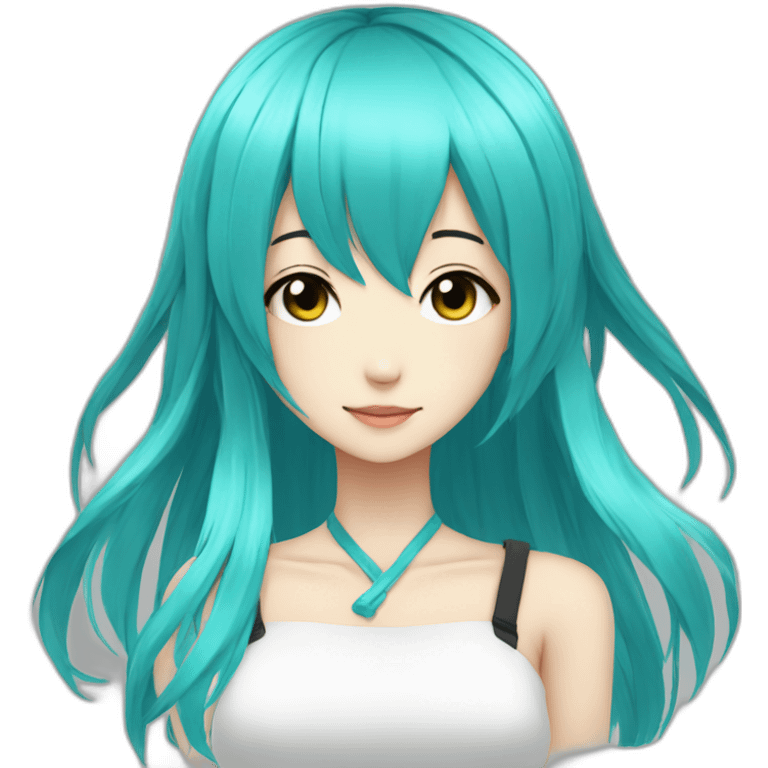 cyan hair anime girl cyber emoji