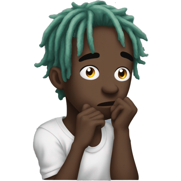 Lil uzi vert thoughtful with his hand on his chin emoji