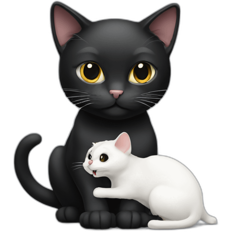 Black cat with White mouse emoji