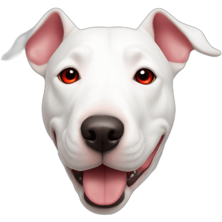 white bull terrier with red circle around left eye emoji