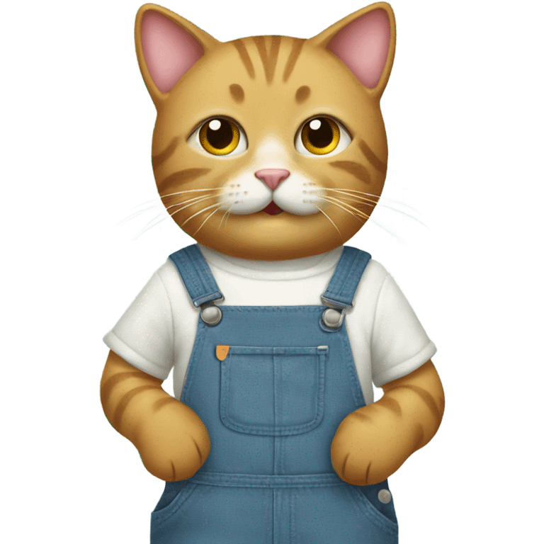 Silly cat with cute overalls emoji