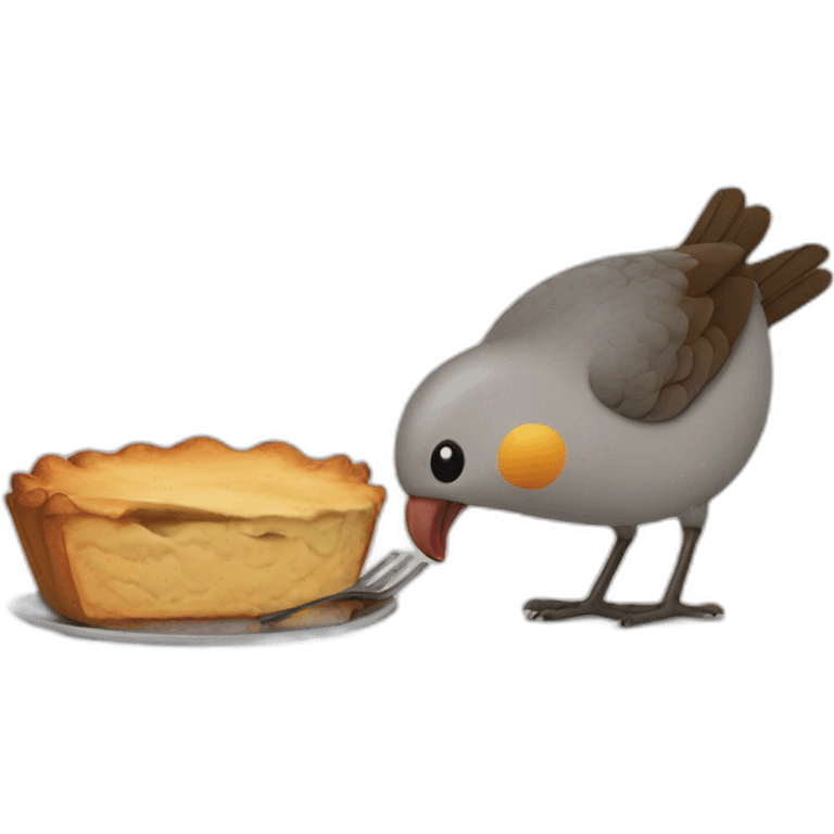 Pie talking to a bird emoji