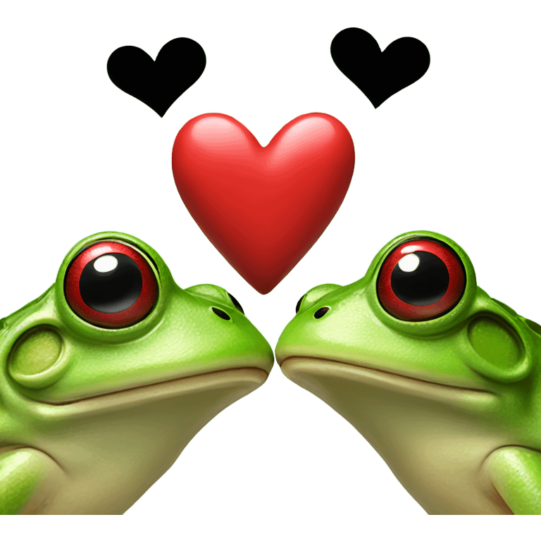 Kissing frogs with Heart and red lips emoji