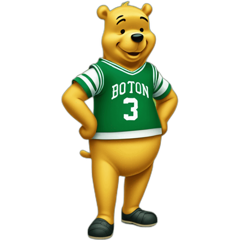 Winnie-the-Pooh wearing green boston celtics jerssey emoji