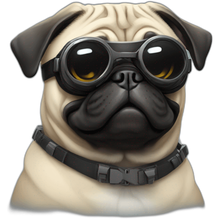 pug with black sunglasses and wearing a cyberpunk suit emoji