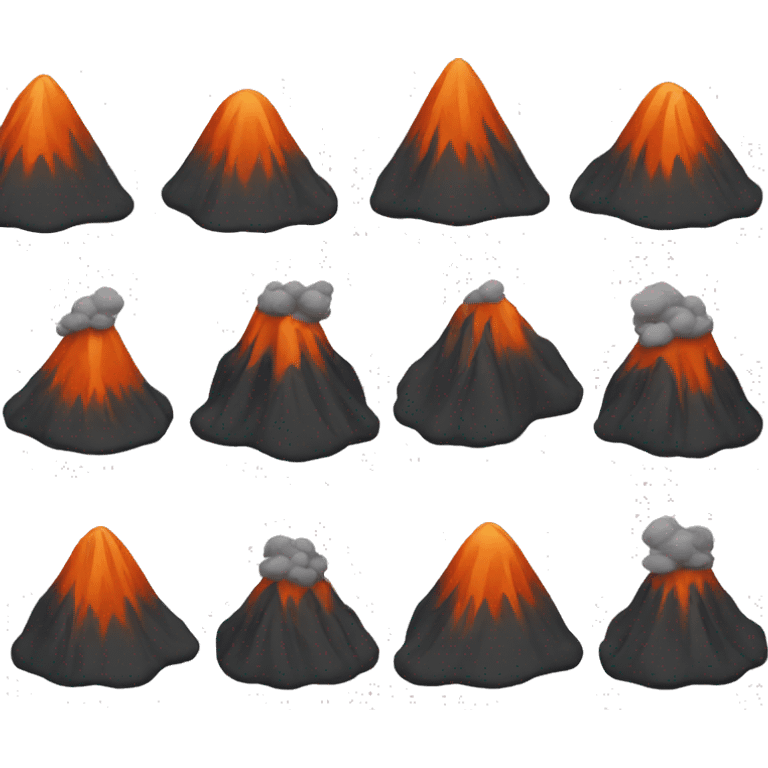 small black, gray and orange volcano
 emoji