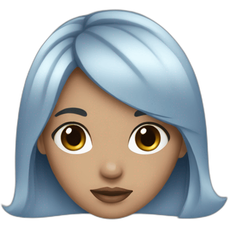 girl with blue blush emoji