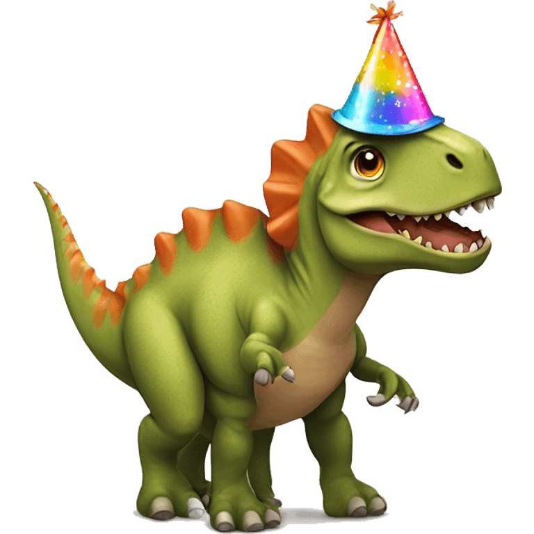 Dinosaur with party hat emoji