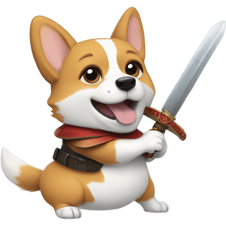 Corgi doing sword fight  emoji