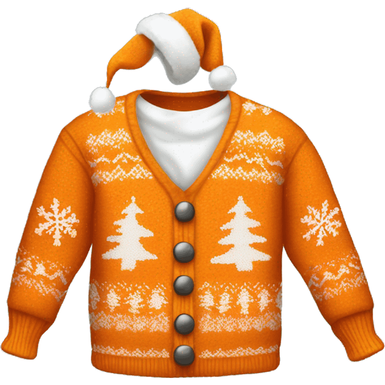 Realistic isolated orange ugly Christmas sweater. emoji