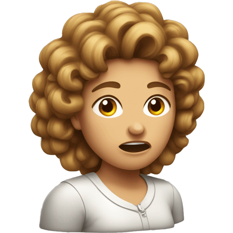 head of a mother with curly brown hear shouting and very angr emoji