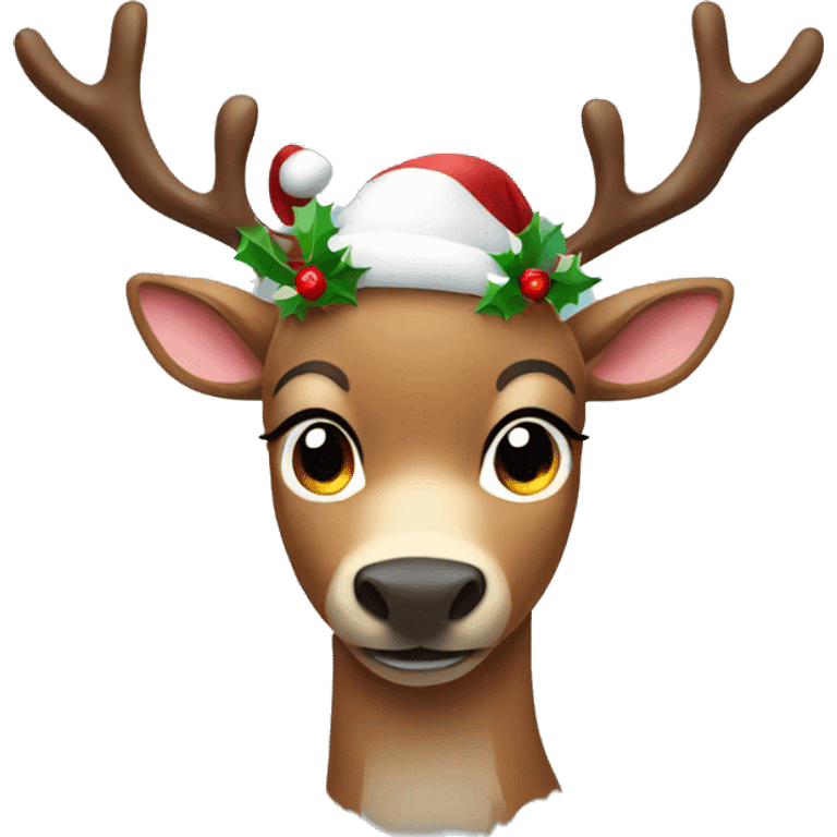 Christmas reindeer with a garland on his horns emoji