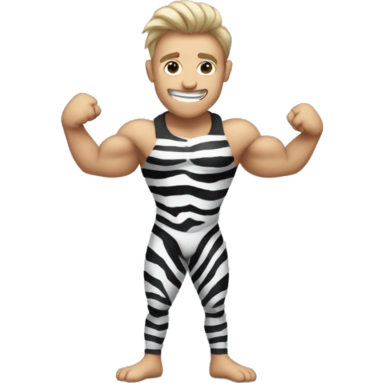 zebra as human, flexing emoji