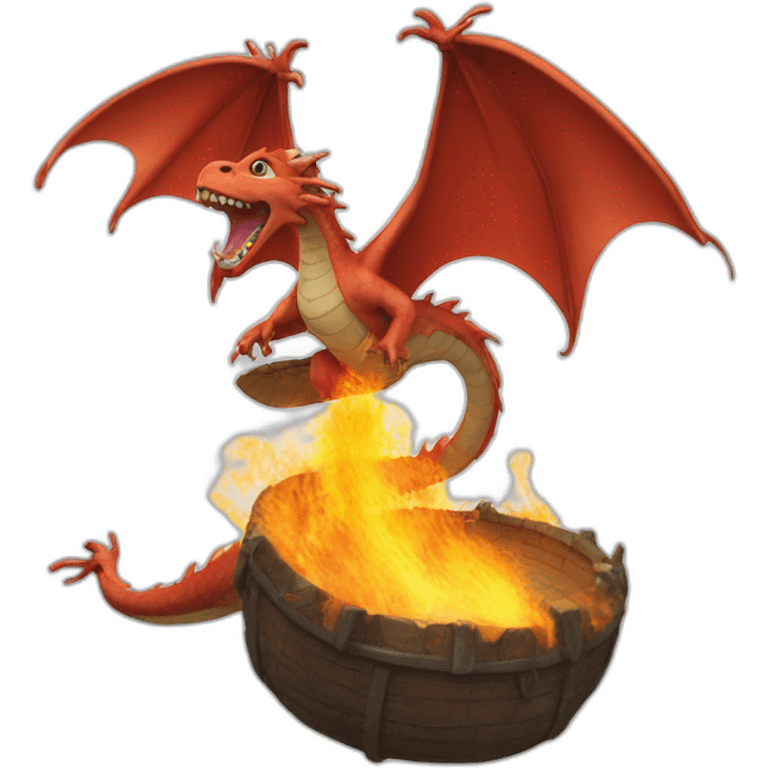 francis cabrel singing and flying on a dragon spitting flames emoji