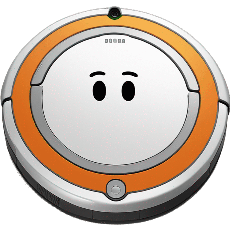 Roomba vaccum with small picture of a clown in place of the logo emoji