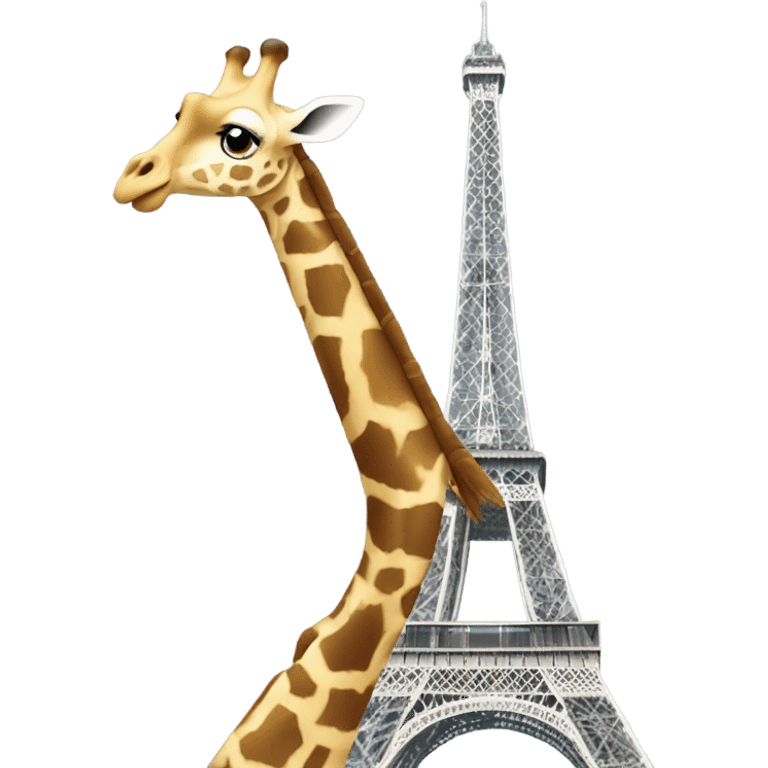 Giraffe standing in front of Eiffel Tower emoji