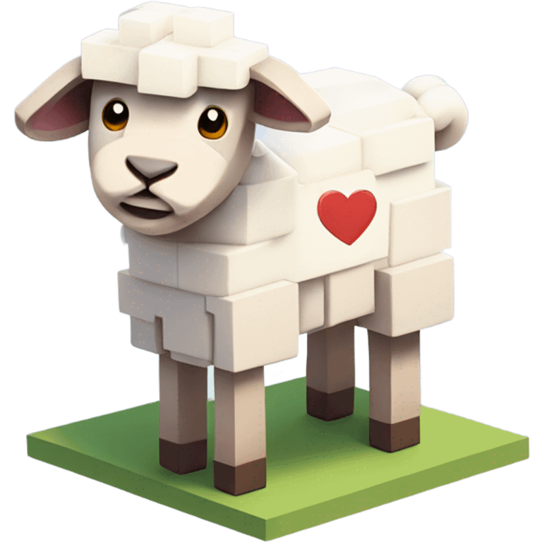 Little lamb, with little hearts around its head, Minecraft style  emoji