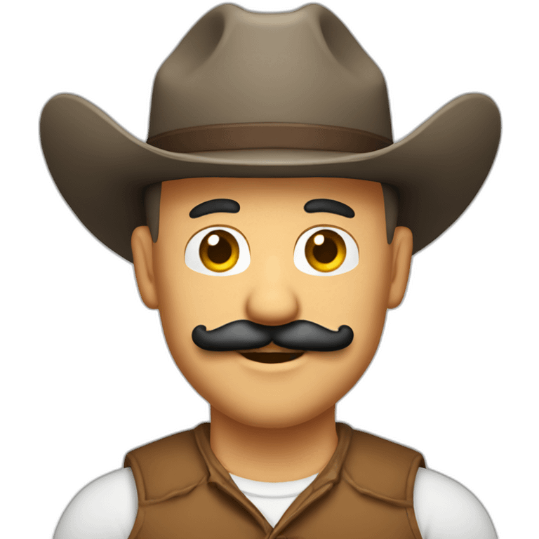 Bald tan Italian man with a Mario mustache and a cowboy hat emoji