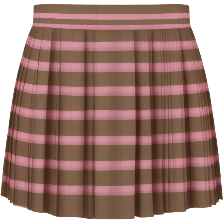 Brown and pink tartan pleated mini skirt, isolated emoji