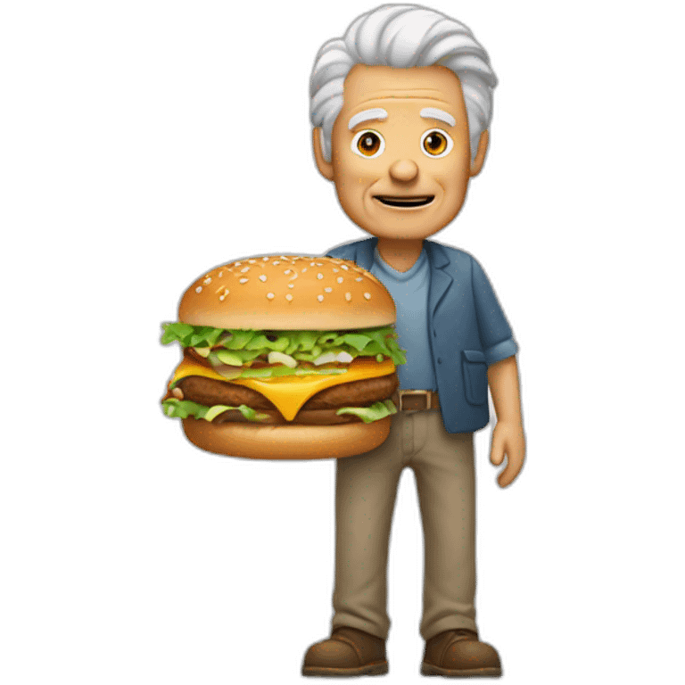 old man with red hairs and with a big mac in his left hand emoji