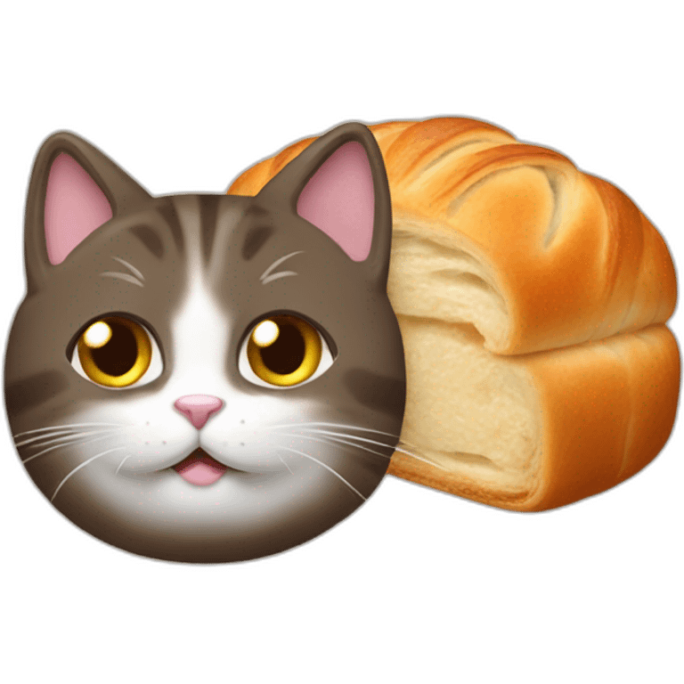 un chat qui mange un pain au chocolat emoji