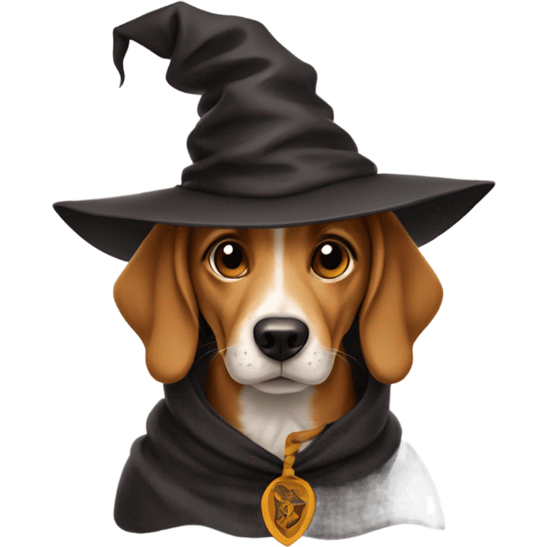 Dog wearing a Harry Potter sorting hat emoji