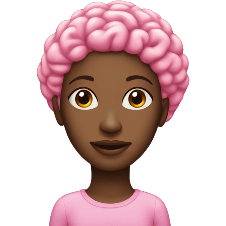 black woman with pink brain-power emoji