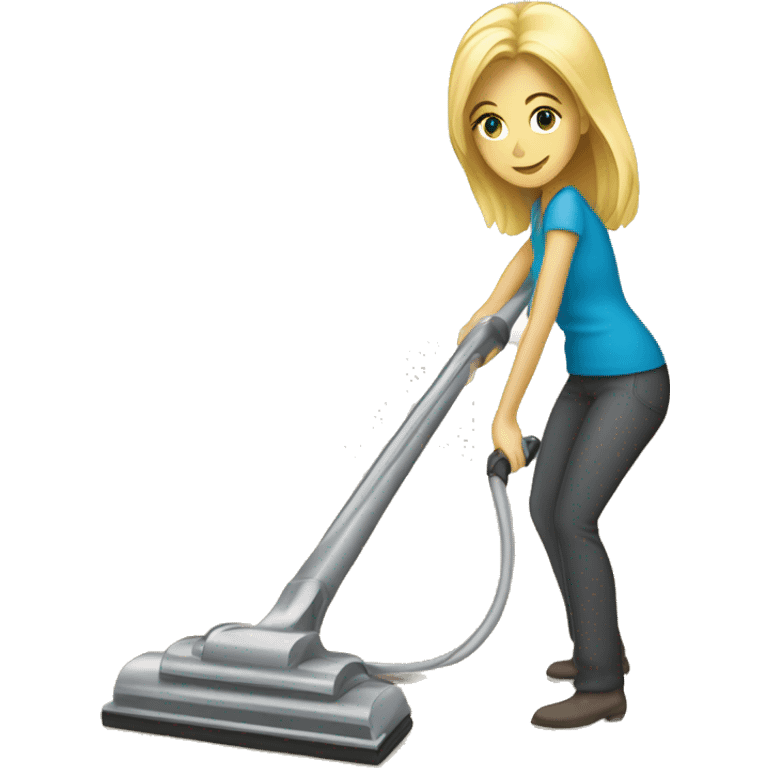 Blonde Caucasian woman vacuuming emoji