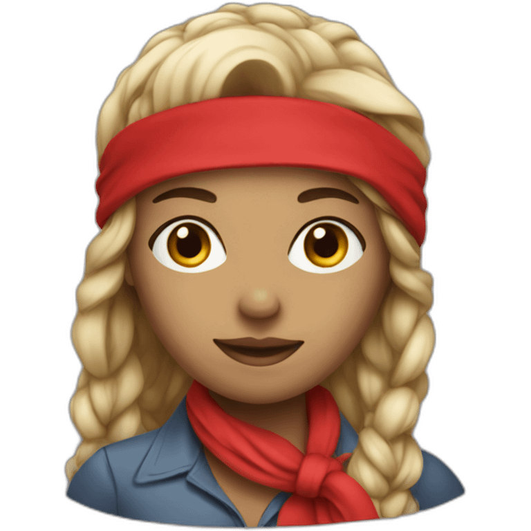 Strong working woman with red bandana emoji