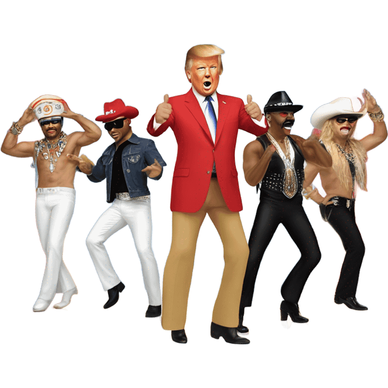 Donald trump dancing to YMCA with village people emoji