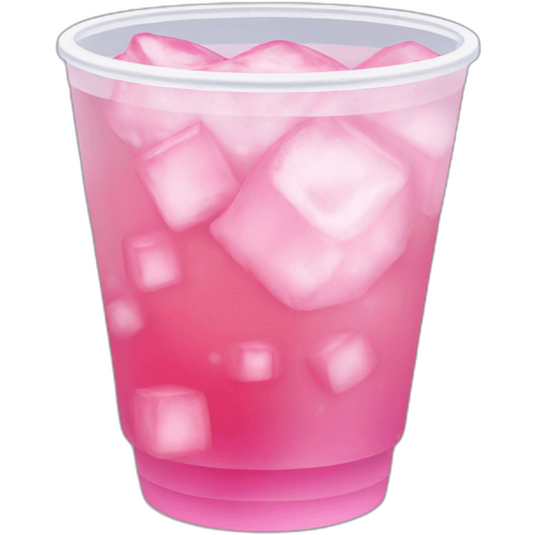 pink drink with ice cubes in a white plastic cup emoji