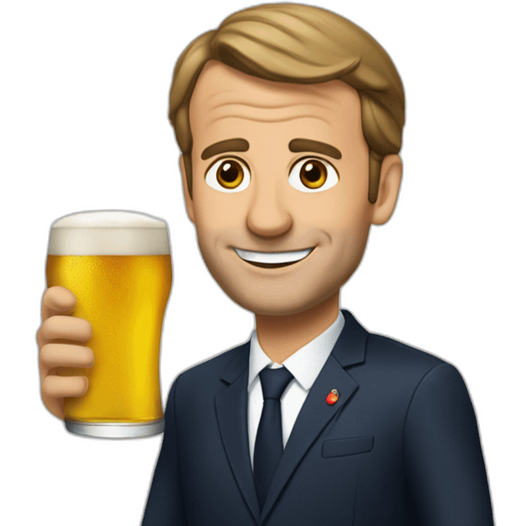 Macron qui boit de la bière emoji