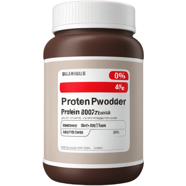 Protein powder dark bottle red label emoji