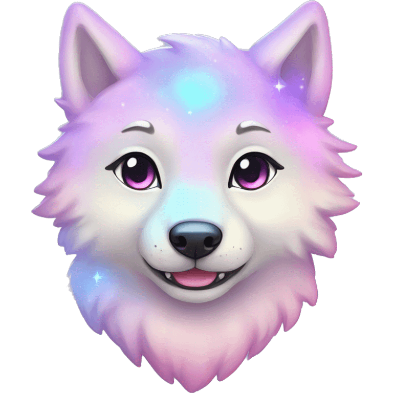 kawaii cute shiny pastel nebula wolf emoji